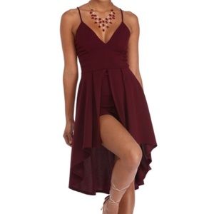 Windsor Burgundy Hi-Low Dress